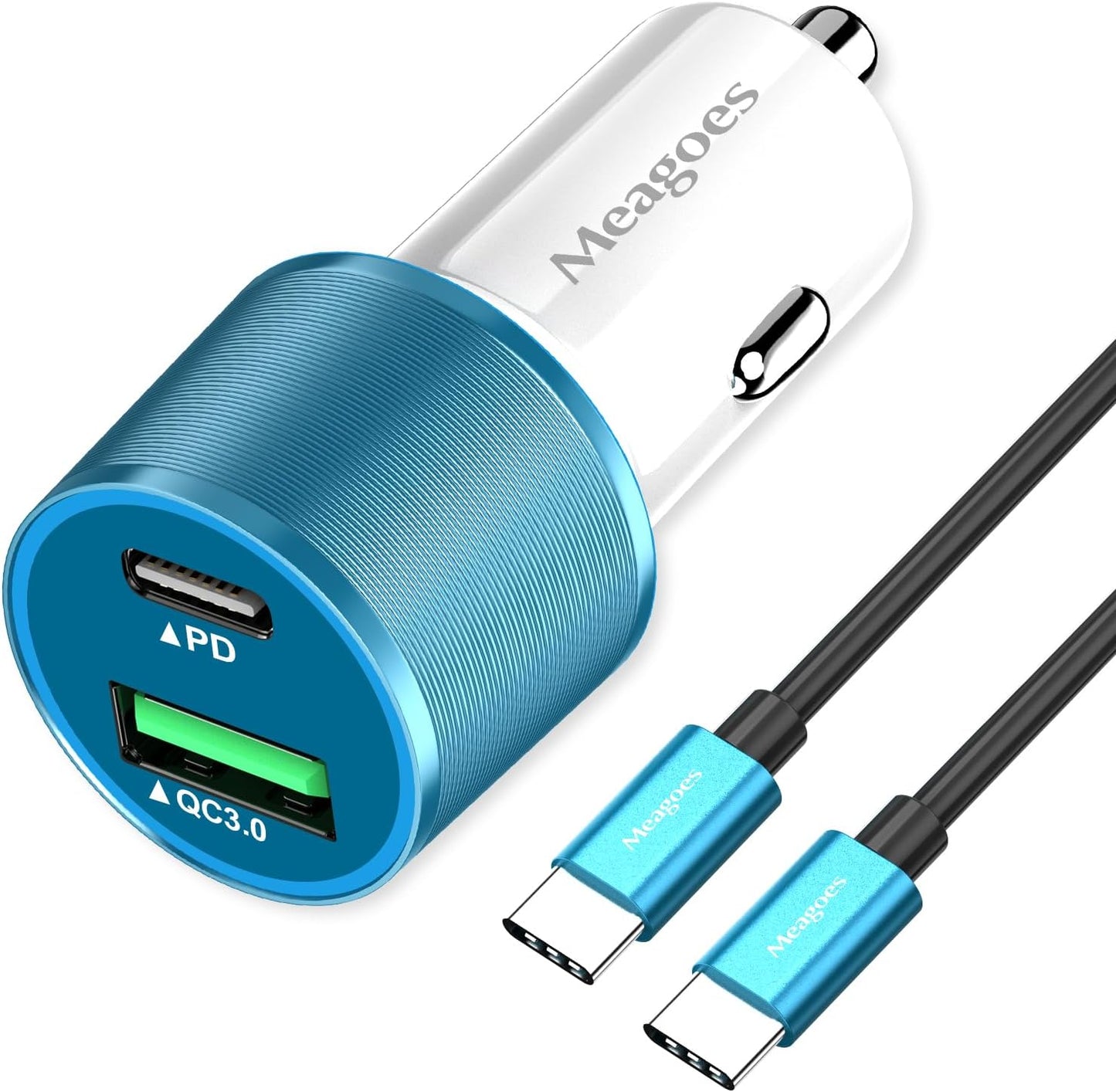 67.5W Car Charger USB C Super Fast Charging, 45W USBC & QC3.0 Port Plug for iPhone 17 Pro Max/Air/16/15/iPad, Samsung S26/S25 Android Cell Phone, Dual 12V Cigarette Lighter Adapter+ 3.3ft Type C Cable