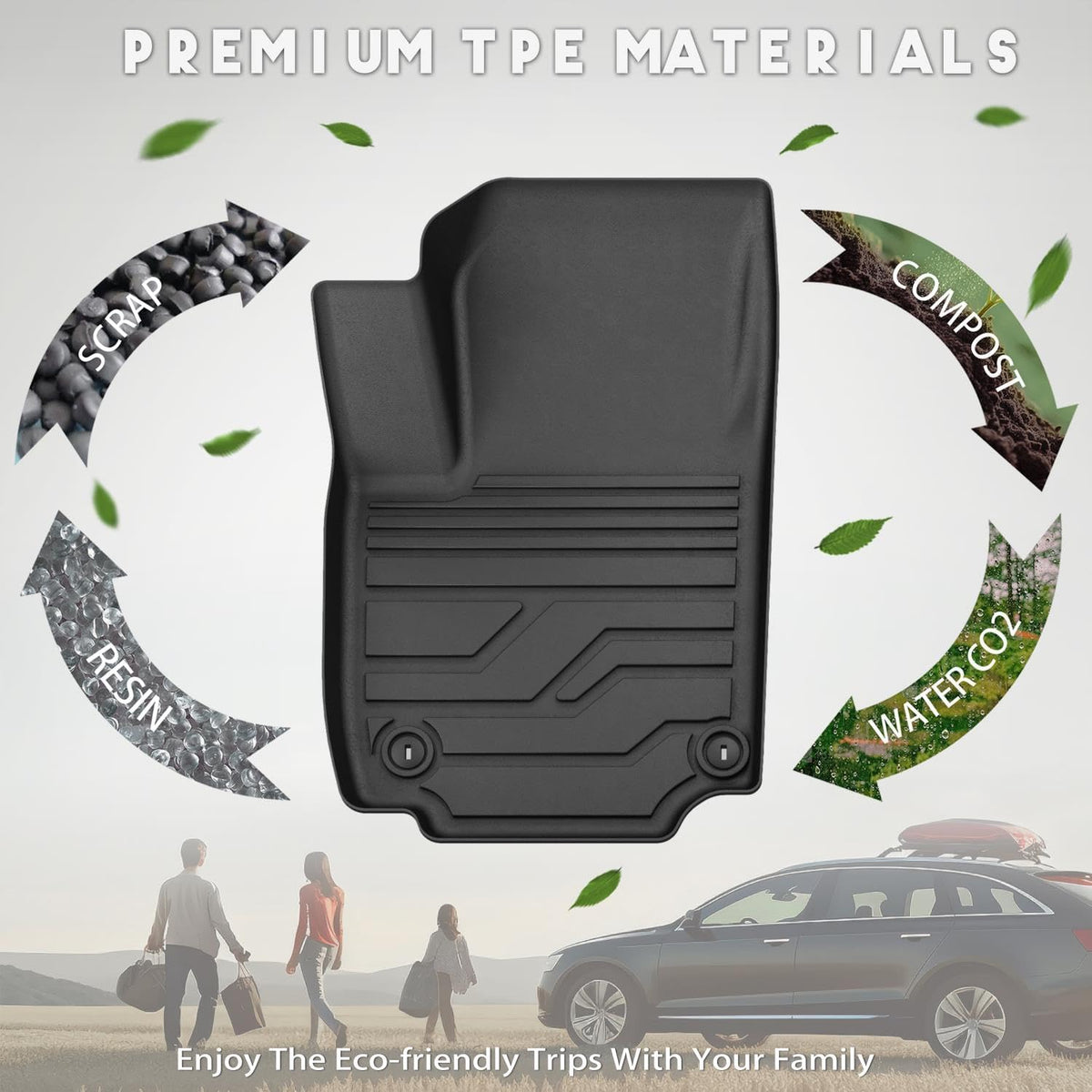 KARPAL Floor Mats for 2007-2013 Chevy Silverado & GMC Sierra 1500 Crew Cab / 2007-2014 2500/3500 HD(Footwell Coverage), All-Weather TPE Custom Fit Floor Liners Car Accessories