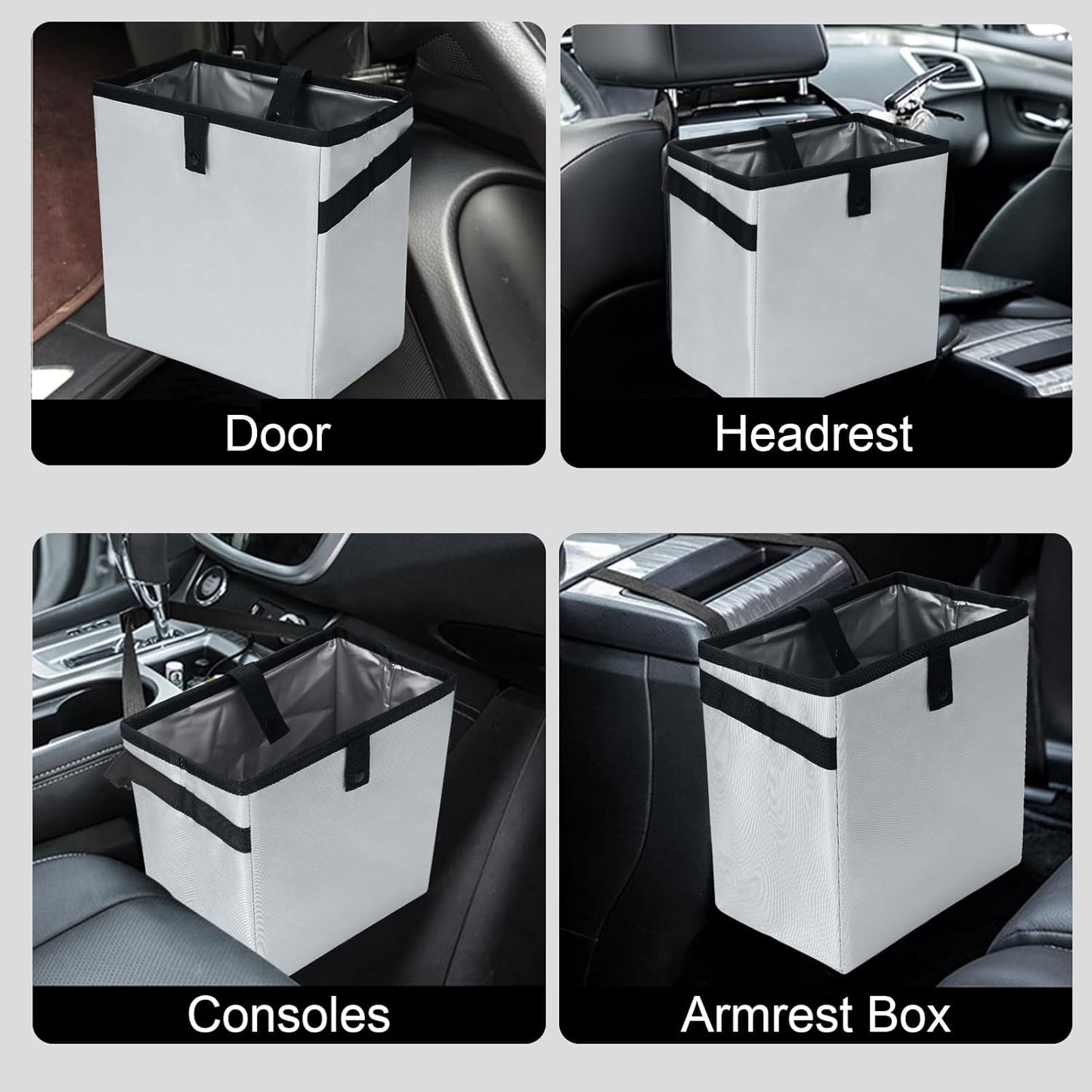 Homelove Car Trash Can, Leak-Proof Waterproof Trash Bin Collapsible Portable Auto Garbage Bag Large Capacity Trashcan Storage Bag Multipurpose Car Organizer Hanging (Black)