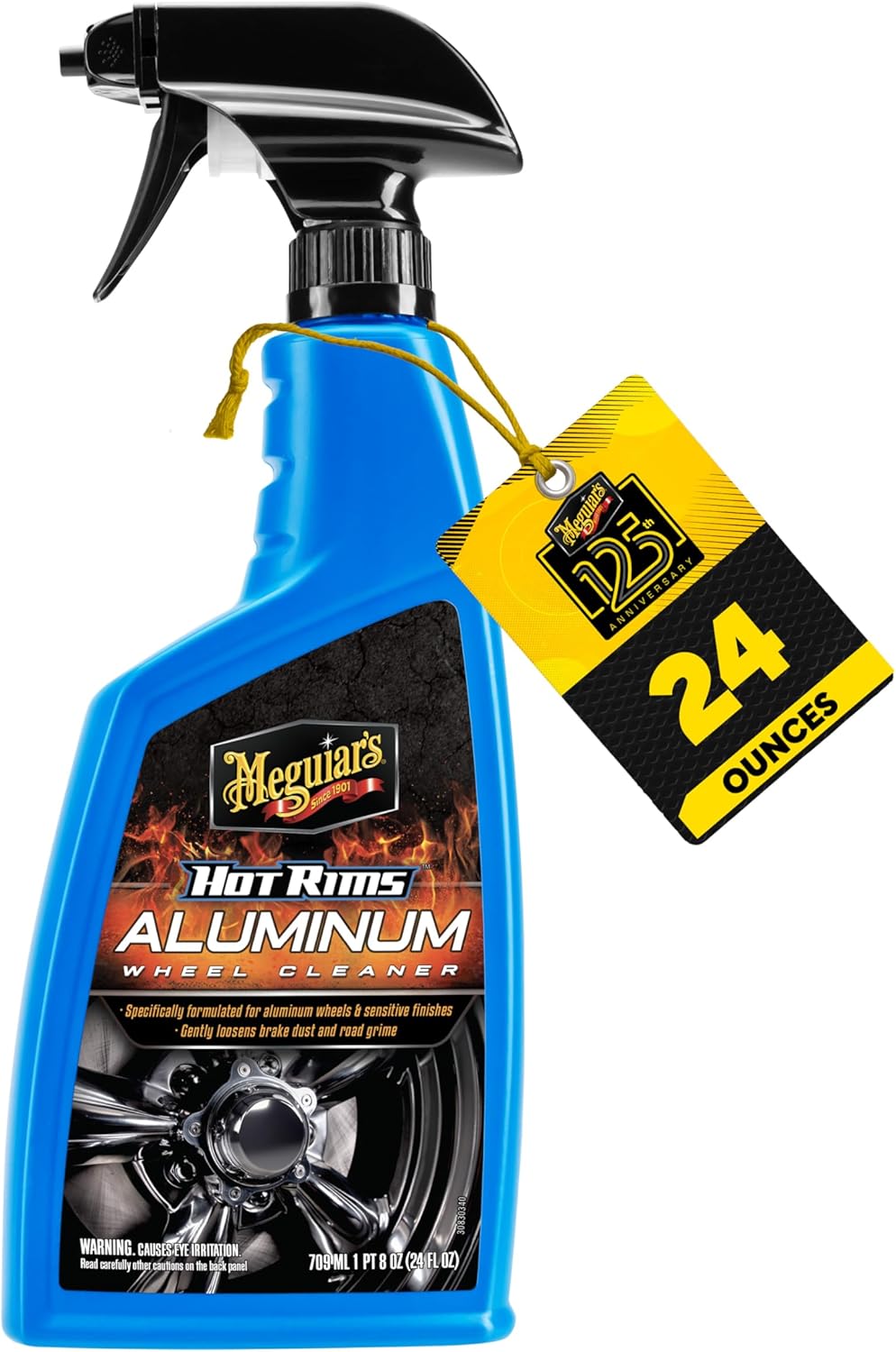 Meguiar's Hot Rims Aluminum Wheel Cleaner, Deep Foaming Rim Cleaner Spray Formulated to Effectively Clean Uncoated Polished Aluminum, Anodized, and Powder-Coated Wheels, 24 Oz