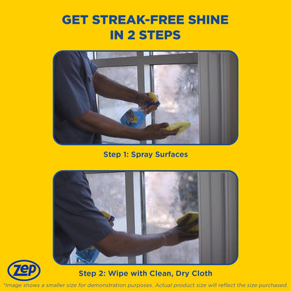 Zep Streak-Free Glass Cleaner - 1 Gallon (Case of 4) ZU1120128 - Professional Grade Formula that Cleans Dirt, Fingerprints, Grime, Smoke Haze, and Toothpaste on Windows, Mirrors, and Other Glass