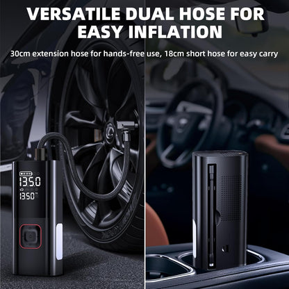 Jump Starter with Air Compressor, 5000A Battery Jumper Starter Portable (9L Gas/8L Diesel) with 160PSI Auto-Shutoff Tire Inflator, 12V Jump Box Car Battery Jump Starter with Jumper Cables, LED Light