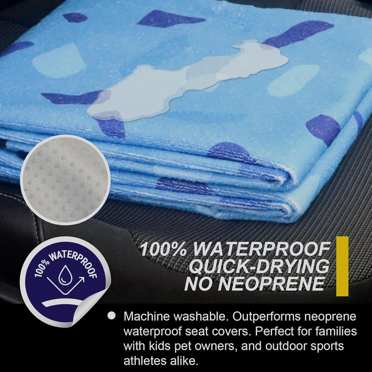 Car Seat Cover Protector Front Seats,for Gym Workout,Running,Swimming,Beach and Hiking,Waterproof Sweat Towel Bucket Seat Covers for Cars SUV Trucks (Black, 1Pcs)