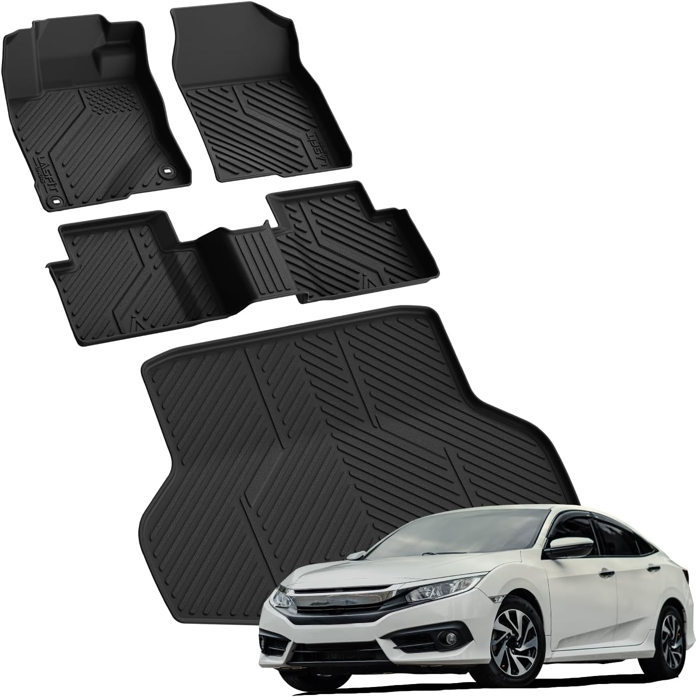 LASFIT Floor Mats for Honda CR-V 2026 2025 2024 2023 (Gasoline & Hybrid & e:FCEV), All Weather TPE Custom Fit Anti-Slip Pet Friendly Car Liners, 1st & 2nd Row Black