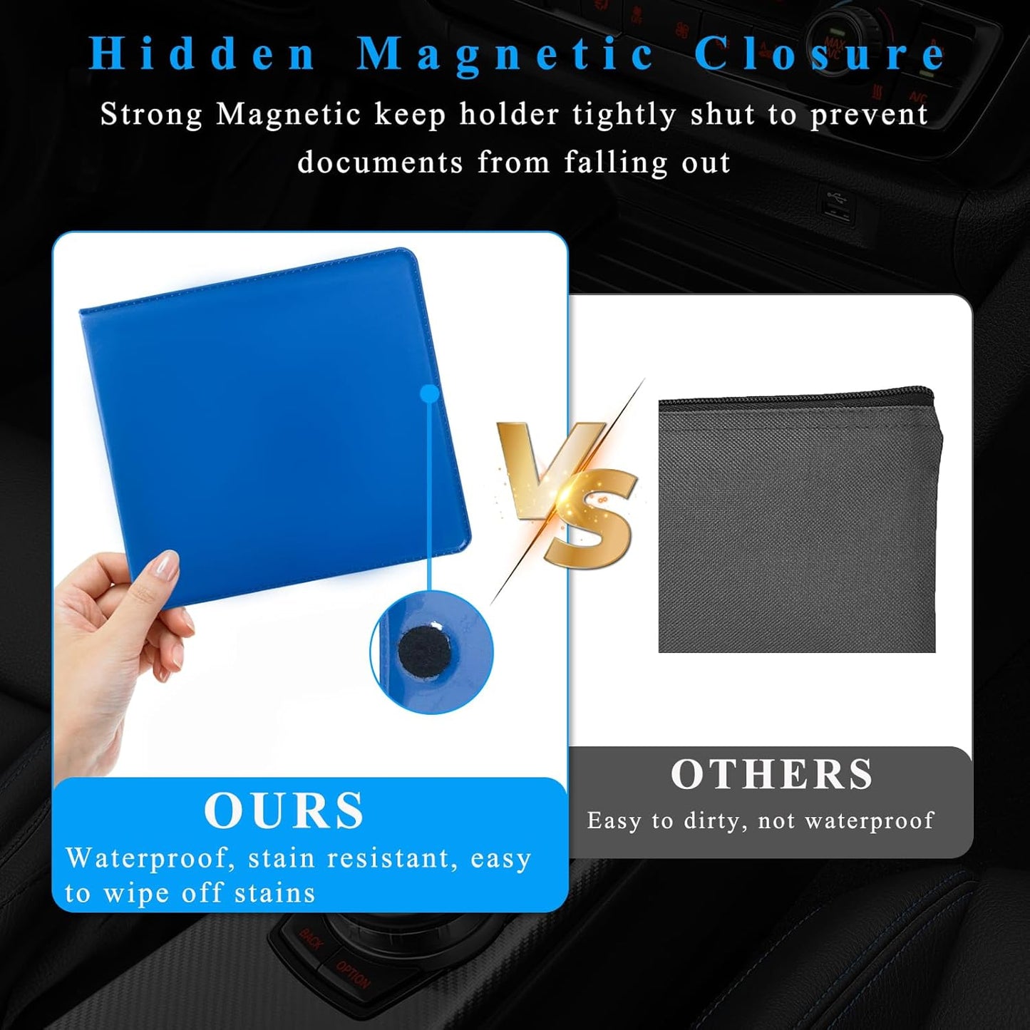 Kewucn 1 PC Car Registration Insurance Holder, Essential Auto Card Glove Box Organizer, Vehicle Interior Accessories Perfect for Most Car, Truck, SUV (10.55''×4.8'', Pink)