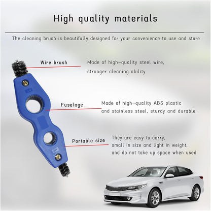 Dickno Car Battery Terminal Cleaning Brush, 4 in 1 Anti-Rust Auto Battery Cleaner with Steel Wire, Universal Vehicle Battery Terminals Machine Parts Cleaning Tool Accessories (Red)