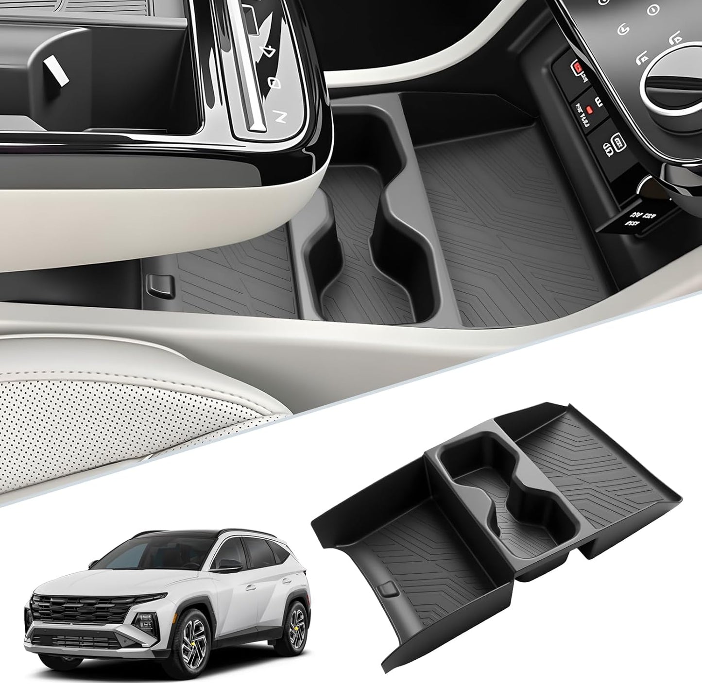 SKTU 2-Pack 2023 2024 2025 2026 Lexu s RX350 Center Console Organizer for 2023-2026 Lexu s RX350/RX450h/RX500h Console Tray 2023 2024 2025 2026 RX350 Accessories with Sunglasses Holder [Double Layers]