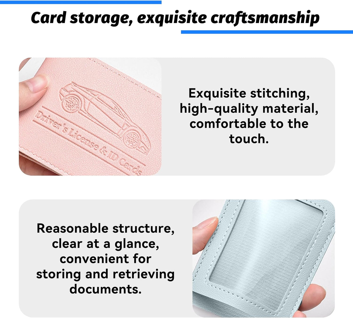 Car Registration and Insurance Holder, Leather Vehicle Document Card Glove Box Organizer, Essential Small Auto Driver License Case, Universal Automotive Interior Accessories(Black)