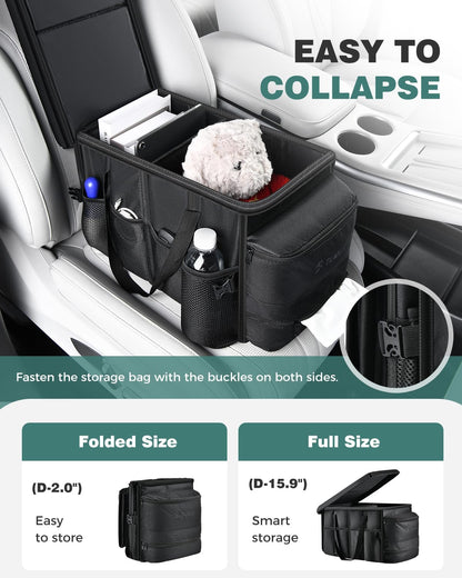 FLORICH Car Seat Gap Filler, Pro-Seats Gap Filler Organizer and Storages 2-in-1, Premium Leather Center Console Organizer, Car Organizer Front Seat Universal Fit for Car SUV Truck