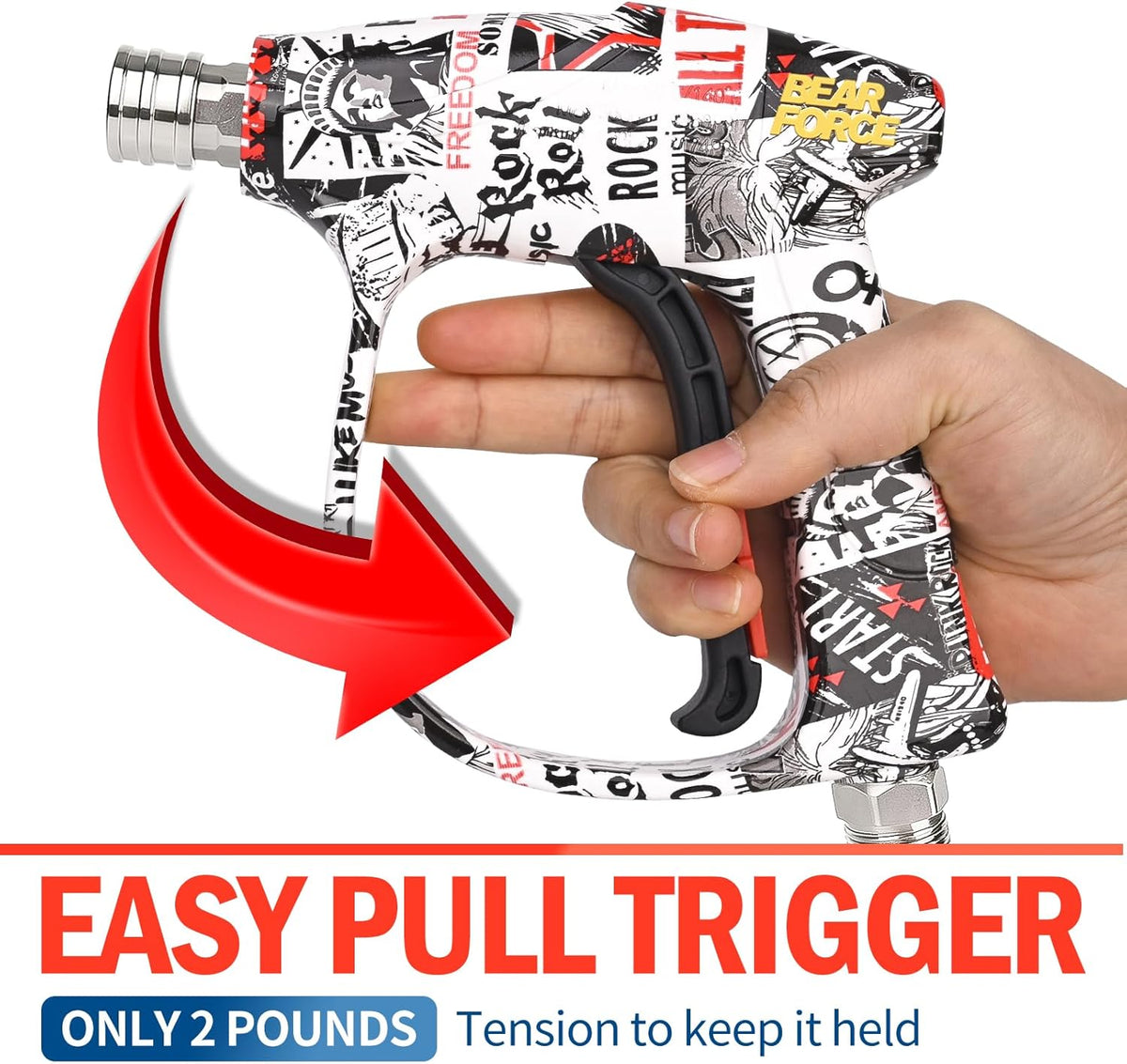 BEAR FORCE Pressure Washer Short Spray Gun M22-ID14mm Max 3000 PSI & Foam Cannon Foam Gun with 5 Tips #035 & 3/8'' Quick Connector Swivel, Additional Orifice Nozzle 1.10mm, Car Care Detailing