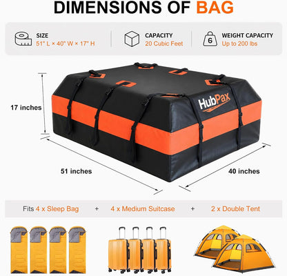 21 Cu Ft. Car Rooftop Cargo Carrier Bag Car Roof Top Bag Cargo Carrier | Fit All Vehicle with/Without Rack, Includes Anti-Slip Mat, 8 Reinforced Straps, 6 Door Hooks, Luggage Lock