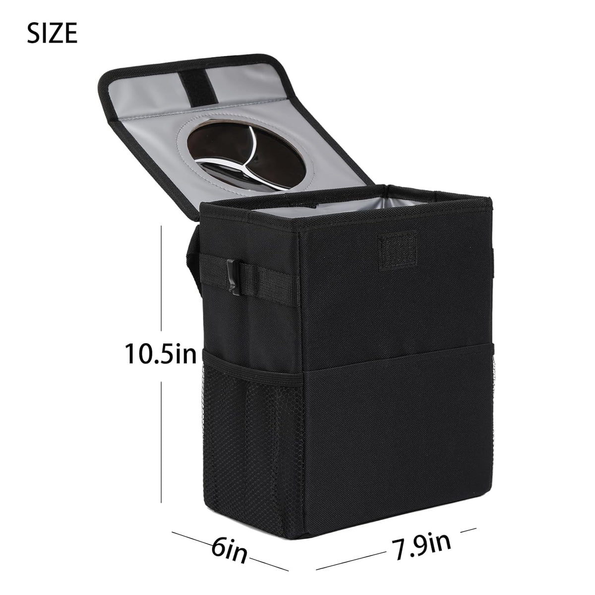 AOKJOY Car Garbage can with lid Leak Proof Vehicle Trash Can 3 Storage Pockets Hanging Waterproof car Trash Bag for SUV Beige