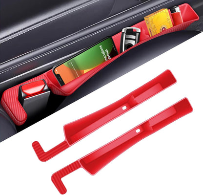 2PCS Car Seat Gap Filler, Anti-Drop Vehicle Console Crevice Blocker with 2 Storage Areas, Seat Side Seam Organizer Plug from Droping, Universal Automotive Interior Accessories(Black)