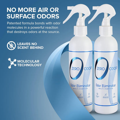 Zero Odor Multi-Purpose Odor Eliminator - Eliminate Air & Surface Odor – Patented Technology Best for Bathroom, Kitchen, Fabric, Closet- Smell Great Again, 8oz (Over 1000 Sprays)