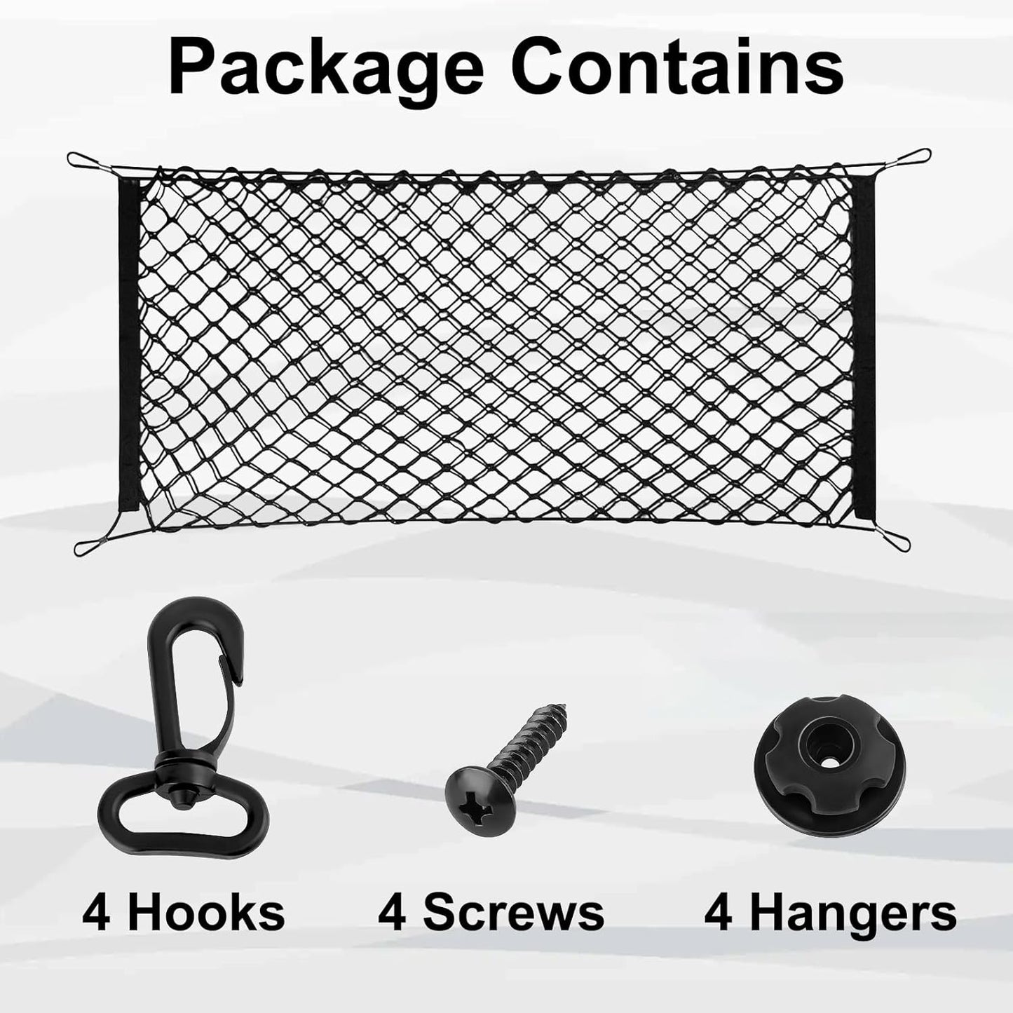 Cargo Net, Premium Dual-Layer Nylon Cargo Net for SUV, Automotive Exterior Accessories, Adjustable Elastic Trunk Net with Hook, Car Accessories for SUV, Truck, Pickup (35.4x15.7 Inch)