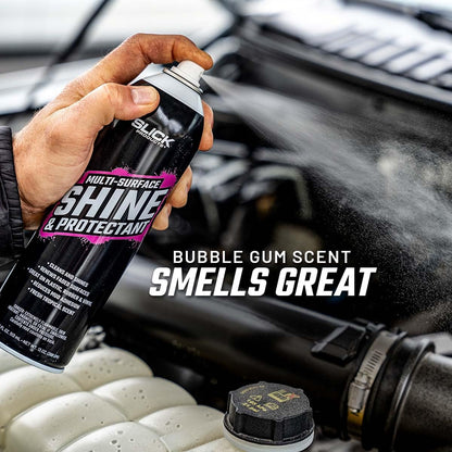 Slick Products Shine & Protectant Spray 17.35 FL OZ. - High Gloss Clear Coating Renew Vinyl, Plastic, Rubber, Trim, Tire, Car, Truck, Motorcycle, Dirt Bike (3-Pack)