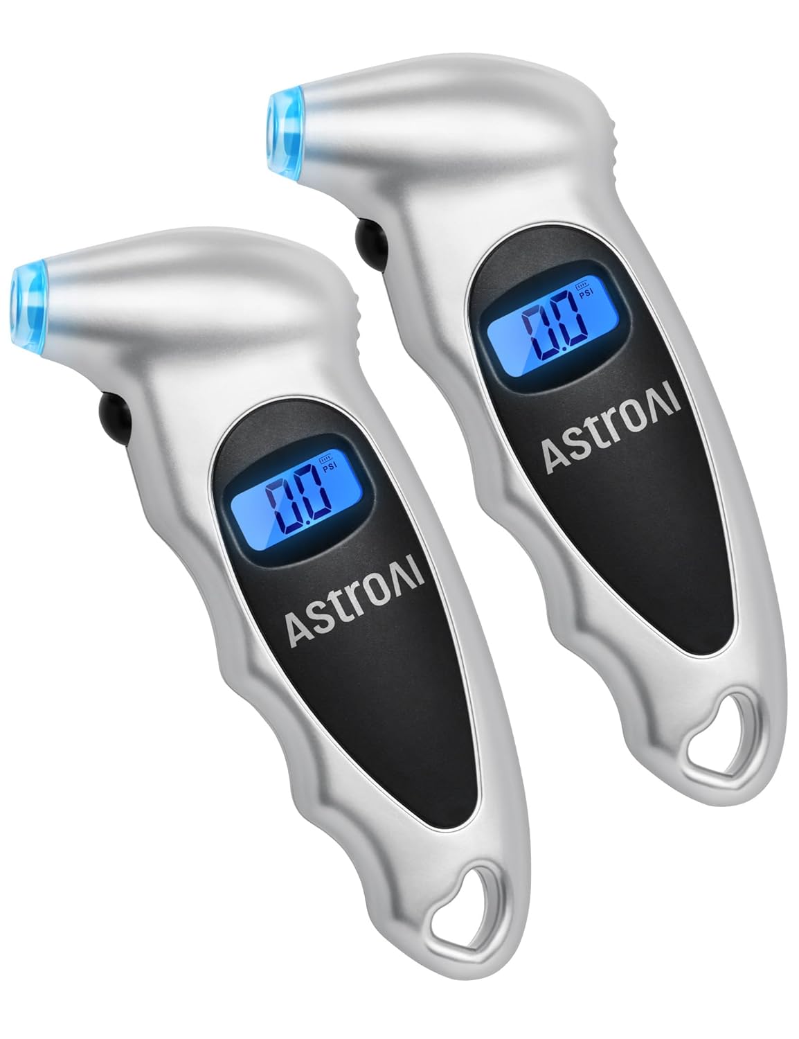 AstroAI Digital Tire Pressure Gauge 0-150PSI Calibrated to ANSI B40.7 +/-1PSI, 4 Units for Car Truck with Backlight LCD, Silver, 2Pack