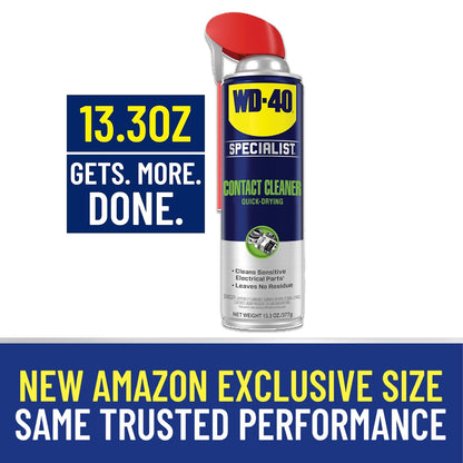 WD-40 Specialist® Contact Cleaner for Metal, Plastic, Rubber, Electrical Contacts, Battery Terminals, Switches, Fast-Drying Cleaner for Terminals & Motors, Auto, Bigger Can, 13.3 OZ [6-Pack]