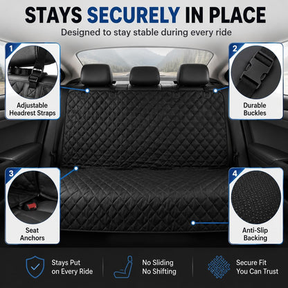 fidozen Waterproof Dog Car Seat Cover for Back Seat: Suitable for Small and Large Dogs, Hammock and Pet Protector, Backseat seat Cover (Full Bench, Medium(54" W))
