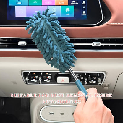 2PCS Car Interior Duster with Extension Pole, 11.8" to 30.5" Retractable Dusters Auto Dash Cleaning Tool, Soft Chenille Hand Washable Dusters for Car Window Furniture Office (Light Pink)