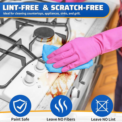 Microfiber Cleaning Cloth, 100 Pack Cleaning Rags Microfiber Towel Bulk Absorbent Lint-Free Wash Cloths, All-Purpose Shop Towels for Cars, Automotive, Garage, Home & Kitchen 11.5"*11.5"