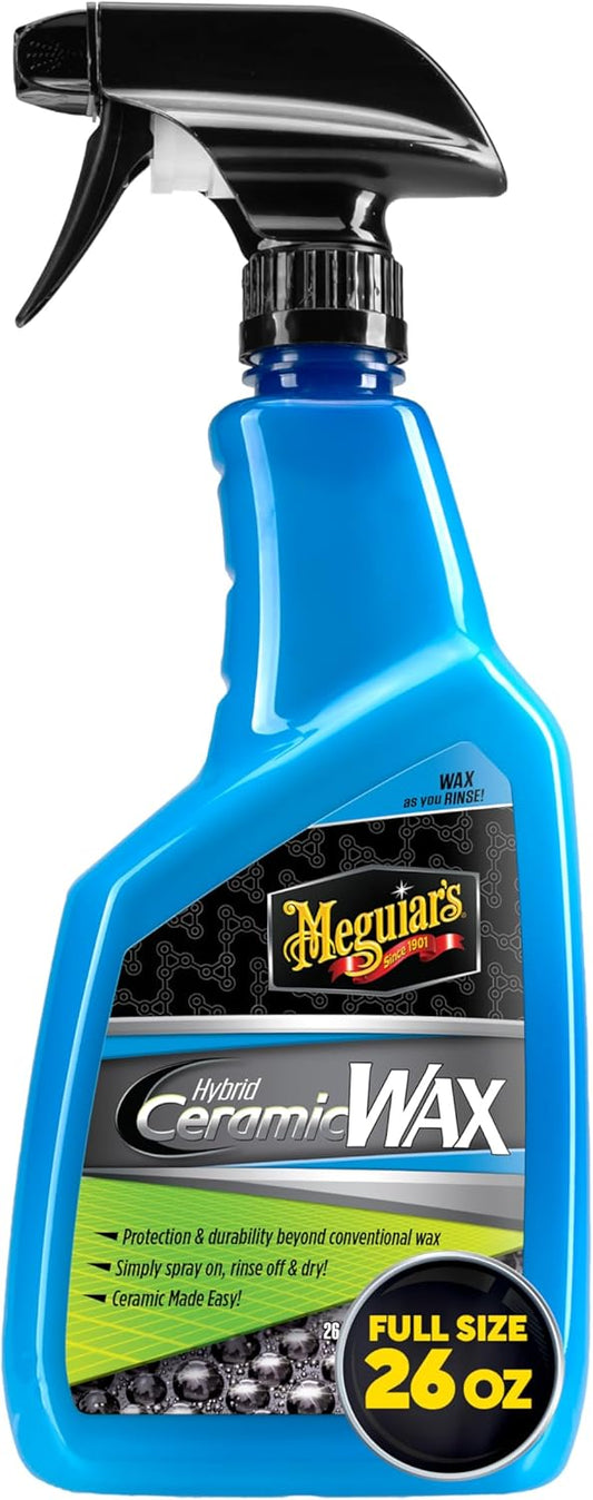 Meguiar's Hybrid Ceramic Wax, Easy-to-Use Spray Wax for Car Detailing with the Superior Protective Power of Advanced SiO2 Hybrid Barrier Technology, 26 Oz Spray Bottle