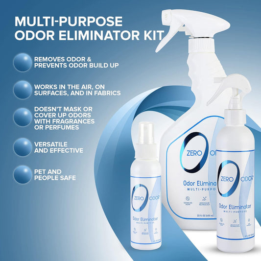 Zero Odor Multi-Purpose Odor Eliminator - Eliminate Air & Surface Odor – Patented Technology Best for Bathroom, Kitchen, Fabric, Closet- Smell Great Again, 8oz (Over 1000 Sprays)