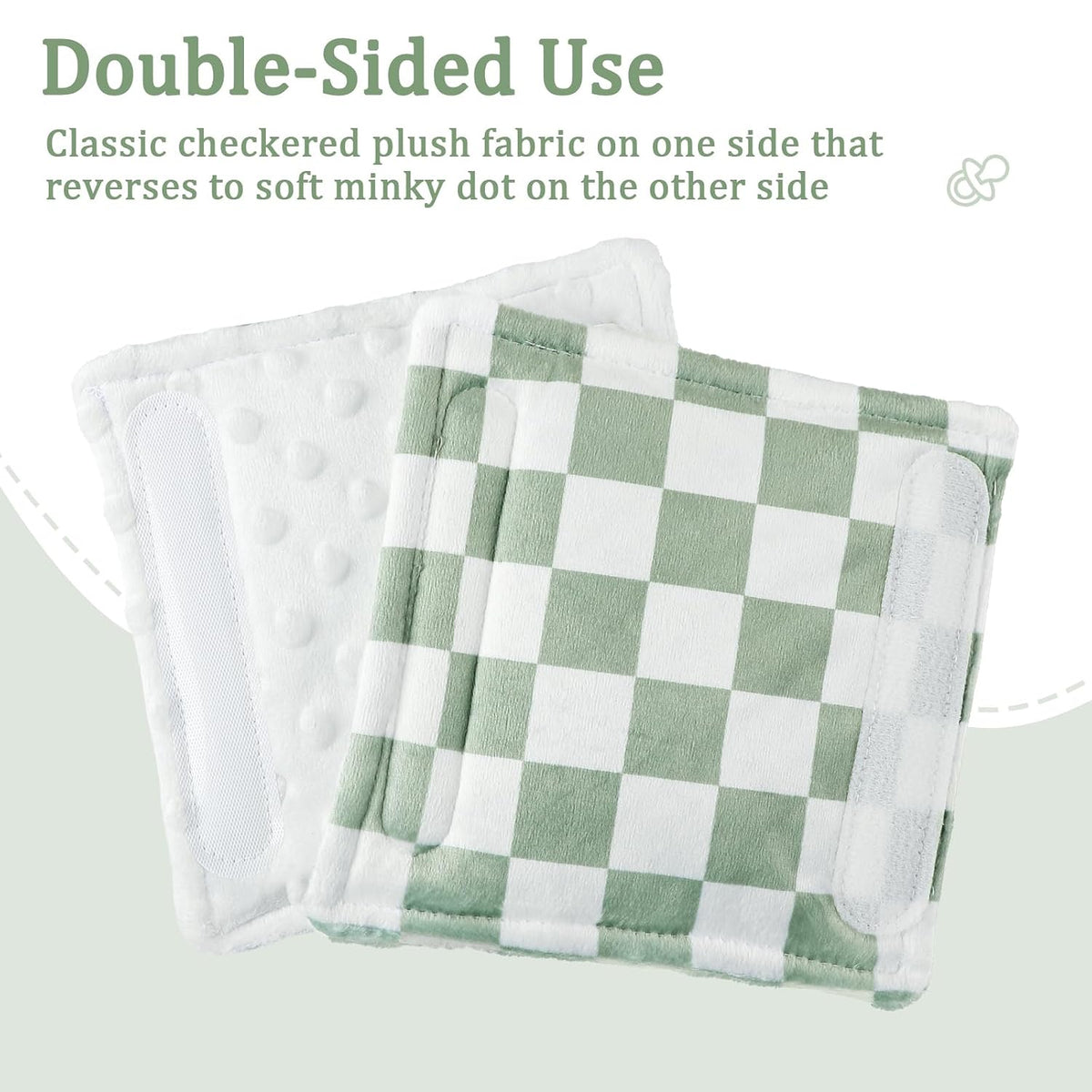 DILIMI Baby Car Seat Belt Covers, 2Pcs Carseat Shoulder Strap Pads, Soft Minky Car Seat Neck Covers, Newborn Car Seat Strap Protectors, Stroller Strap Covers for Baby Kids, Green Checkered