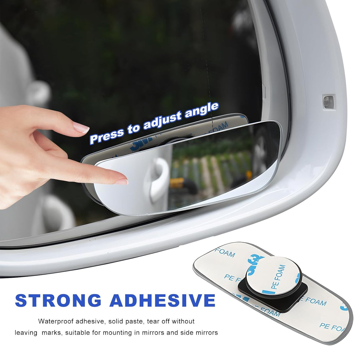 2 PCS Blind Spot Mirror, Adjustable Wide Angle Convex Side Rearview Mirrors, Long Framed Rectangular HD Glass Rear View Mirror for Sedans SUVs Trucks, Car Accessories (Framed Medium)