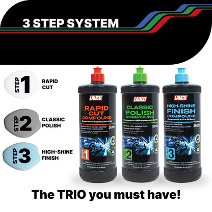 LAUCO Paint Correction Compounds Step 1, 2, 3, Swirl Remover 8oz Kits, with a Towel, Silicone-Free, Clear Coat Safe Scratch Remover, Swirl Correction & High Gloss Finishing