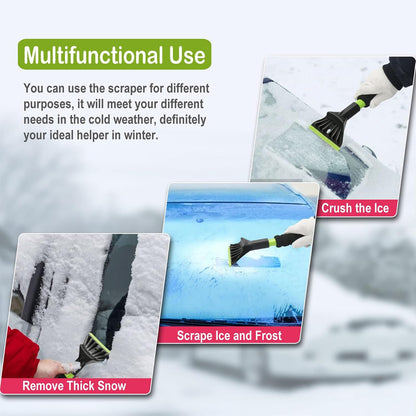 45.6" Ice Scraper and Snow Brush for Car Windshield [Silicone Bristles] ,3-in-1 Extendable Emergency Snow Shovel with Ergonomic Foam Grip and 360° Pivoting Brush Head for Christmas, Car Auto Truck SUV
