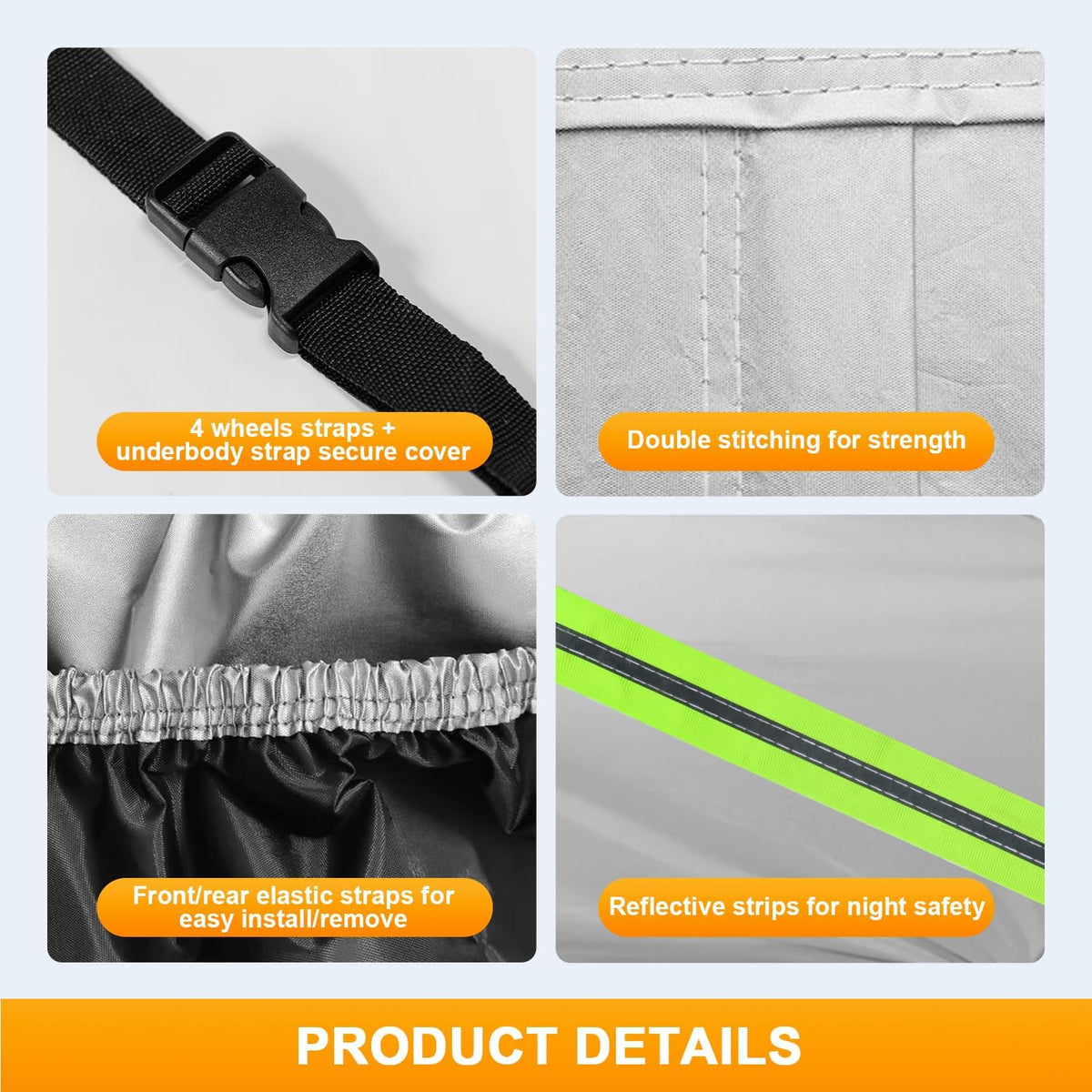 Car Cover, SUV Waterproof Car Covers for Automobiles All Weather Season UV Hail Protection Snowproof Full Car Cover, Outdoor Full Cover Universal Fit SUV Up to 190’’