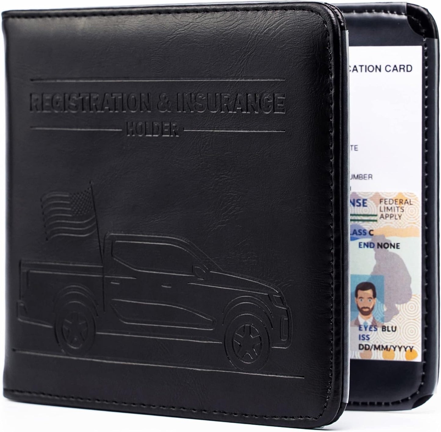 CANOPUS Car Registration and Insurance Holder, Magnetic Closure, Embossed Card Document Holder, Vehicle Glove Box Organizer, Wallet for Auto, SUV, Motorcycle, Truck, Waterproof, Car Model