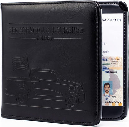 CANOPUS Car Registration and Insurance Holder, Magnetic Closure, Embossed Card Document Holder, Vehicle Glove Box Organizer, Wallet for Auto, SUV, Motorcycle, Truck, Waterproof, Car Model