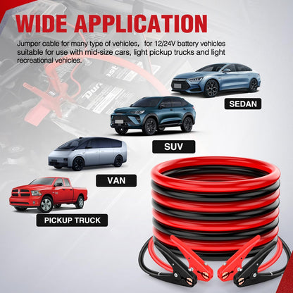 Nilight Jumper Cables for Car Battery 8 Gauge 12 FT Booster Cable Heavy Duty 250 A CCA with Carrying Bag Jump Start Emergency Kit Pickup Vans SUV Sedan Motorcycle