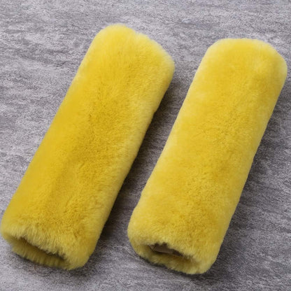 OGLAND Authentic Sheepskin Car Seat Belt Pad,2 Pack Soft Seat Belt Cover for Shoulder Pad Neck Cushion Protector Car Accessories by Genuine Natural Merino Wool (Misty Gray) - Colors B