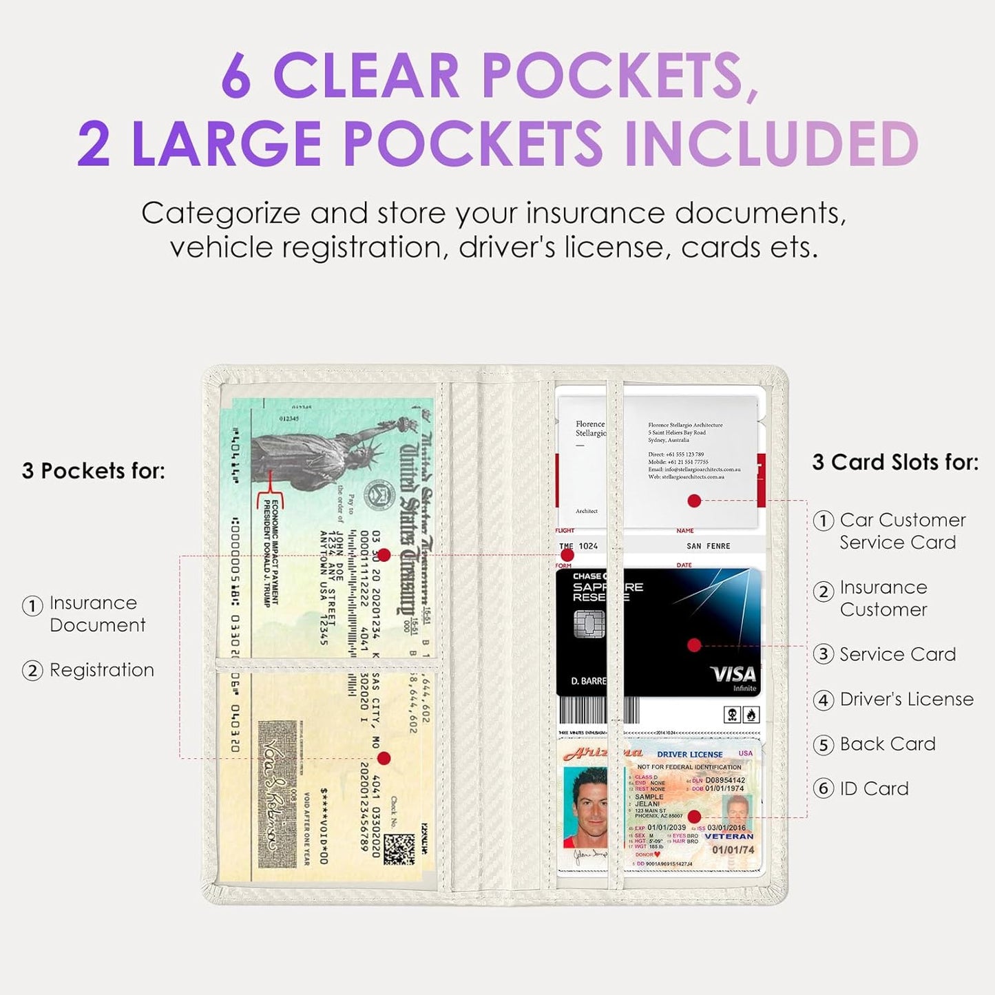 Car Registration and Insurance Holder，Colour Patterns Men Women Car License Document Registration and Insurance Card Holder