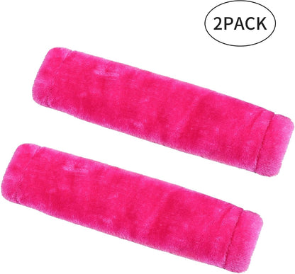 Amooca Soft Faux Fur Universal Fit Seatbelt Cover Car Truck SUV Airplane Seat Belt Shoulder Pad for Carmera Backpack Straps Neck Cushion Protector 2 Pack 10.5in Dark Gray