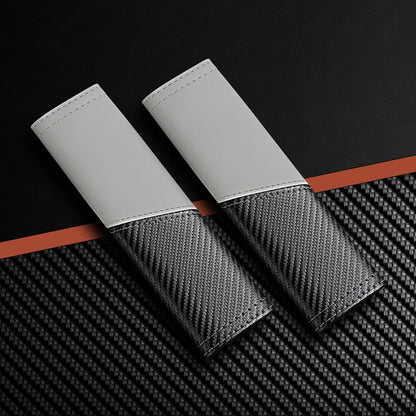 2 PCS Car Seat Belt Cover Pads - Seatbelt Covers with Carbon Fiber & Faux Leather, Soft Shoulder Strap Cushion for Neck & Shoulder Pain Relief, Universal Fit for Car Truck Accessories(Black)