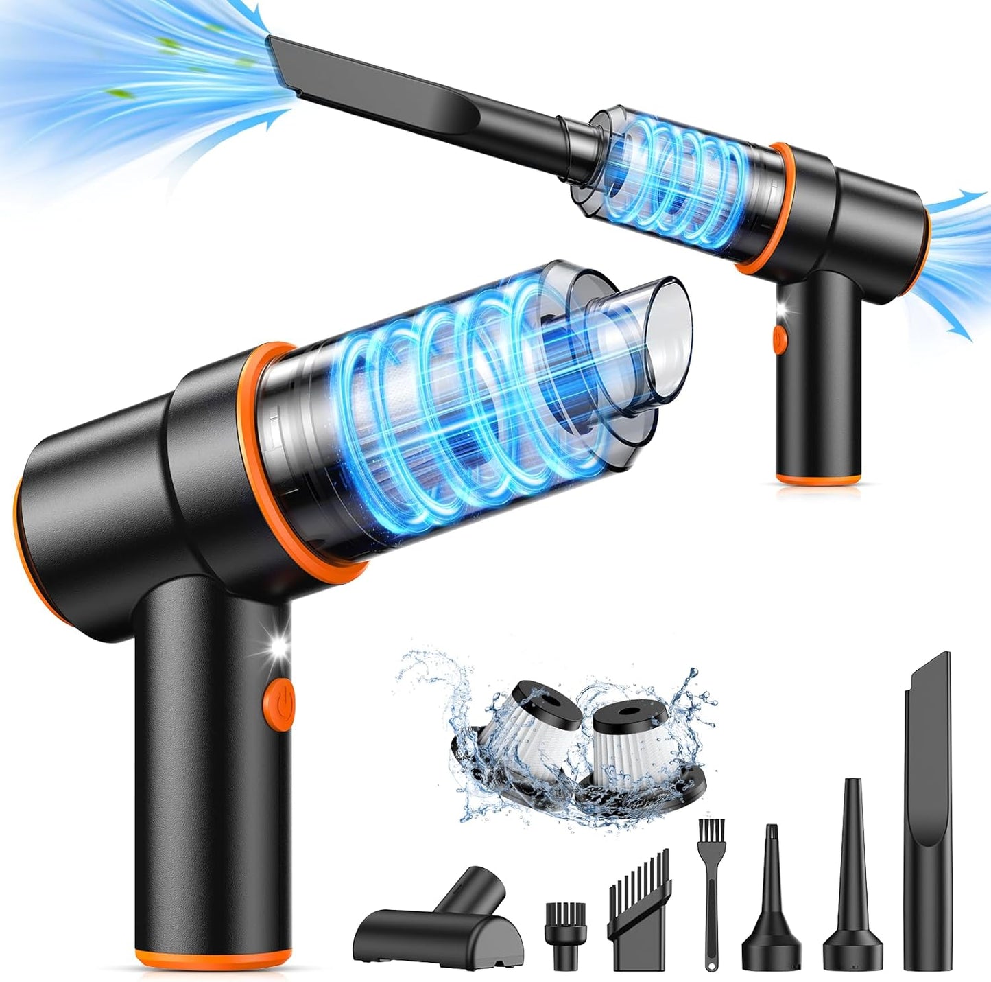 KMM Handheld Car Vacuum Cleaner, 9000Pa Vacuum Cleaner and Air Duster, 120W High Power Hand Held Vacuum with LED Light and Multi-Nozzles for Car, Home, Office, Pet