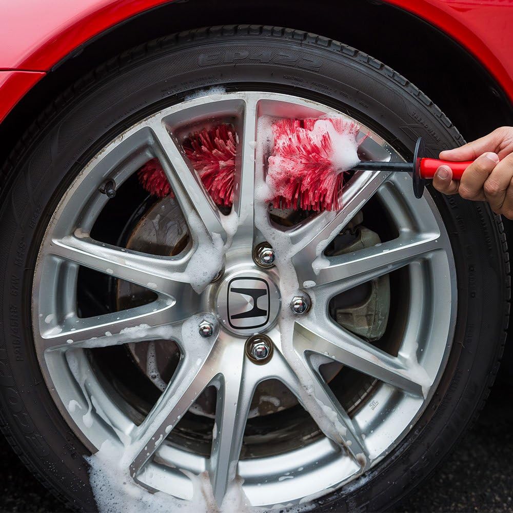 Chemical Guys Red Rocket Detailing Brush - Flexible Long-Reach Wheel and Rim Cleaning Tool for Cars, Trucks, SUVs, Motorcycles, and RVs - Safely Cleans Tight Spaces, Spokes, and Crevices