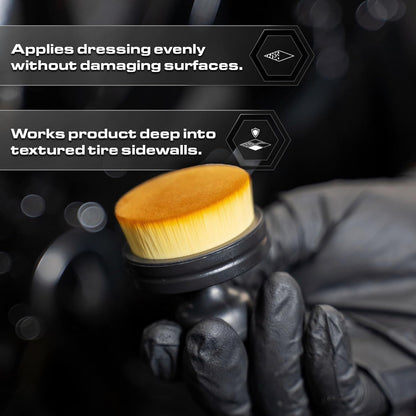 Blackline Reusable Tire Shine Applicator Brush – Soft Bristle Tool for Even Application, Ergonomic Grip with Drainable Stand, Mess-Free Gel & Liquid Tire Dressing Brush for Trim and Rubber Surfaces