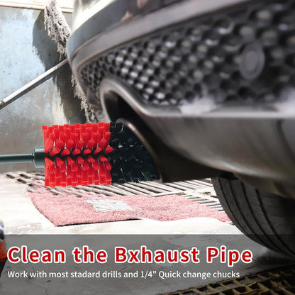 Wheel Brush, Soft Drill Wheel Cleaner Brush, Drill Brush for Car Wheel, No Scratches Highly Dense and Durable Car Wheel Brush Rim Tire Car Cleaning Brush for Wheels, Rims, Engines, Exhaust
