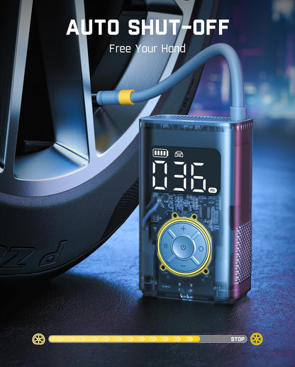 Fanttik X9 Pro Portable Tire Inflator for Compact Car, 1Min Fast Inflate Electric Bike Pump with Digital Tire Pressure Gauge, 150PSI Air Compressor for Electric Bikes, Motorcycle, Ball, Ideal for Dad