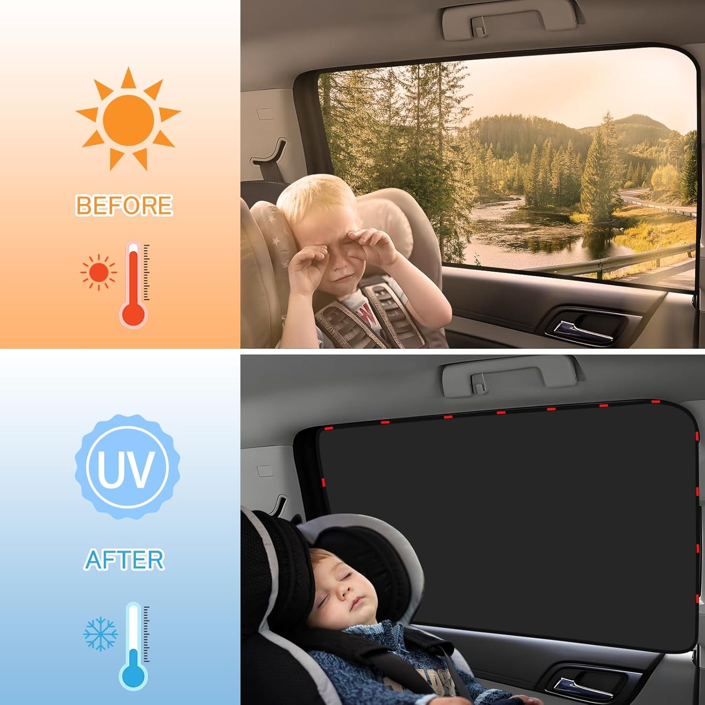 ZATOOTO Side Window Sun Shade - 4 Pack Car Window Covers 99% UV Light Block Car Curtains Magnetic Side Window Sun Shade Keeps Cooler for Breastfeeding, Taking a nap, Changing Clothes, Camping