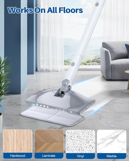 10-in-1 Steam Mop with Detachable Handheld Steamer,350ml Tank, 10s Heat-Up, 248°F Steam Cleaner, 2-Level Control and Swivel Head for Floor,Carpet,Tiles, BBQ grill,Car Accessories Clean White