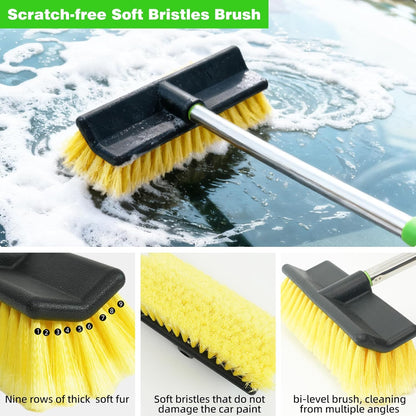 62" Car Wash Brush with Long Handle Chenille Microfiber Car Wash Mop Mitt, Wheel Brush, Windshield Window Squeegee, Car Duster Microfiber Towel, Gloves, for Cleaning Cars, RV, Truck, Boat