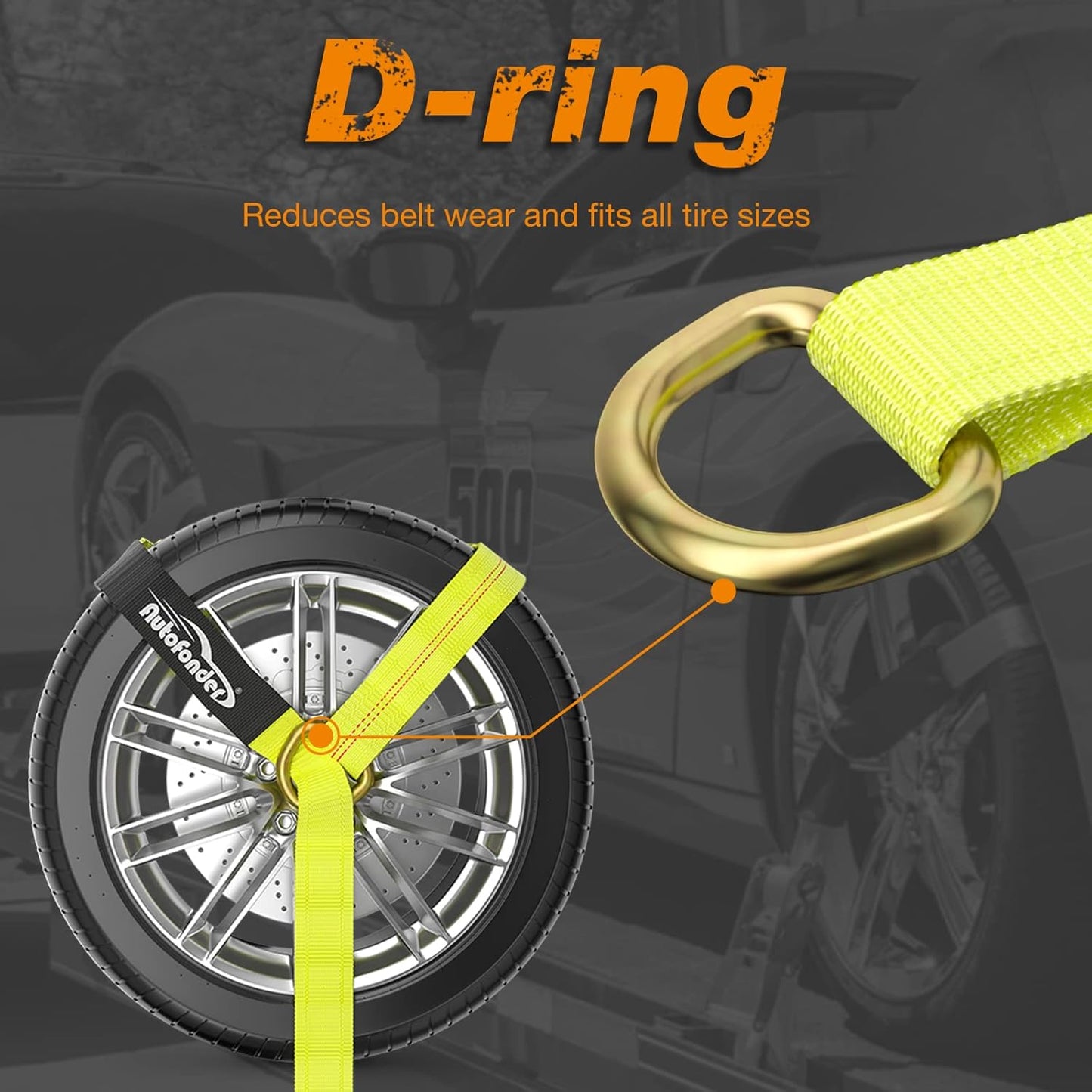 Heavy Duty Car Tie Down Straps with Flat Hook-10,000lbs Break Strength-4Pack Tire Ratchet Straps for Trailers,Trucks,UTV