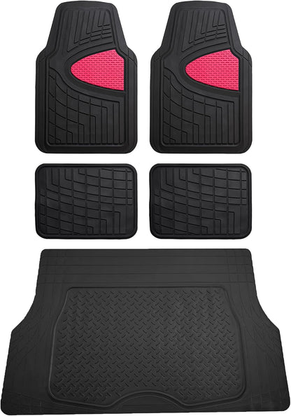 FH Group Automotive Floor Mats - Heavy-Duty Rubber Floor Mats for Cars, Universal Fit Full Set, Climaproof & Trimmable Floor Mats for Most Sedan, SUV, Truck, Black