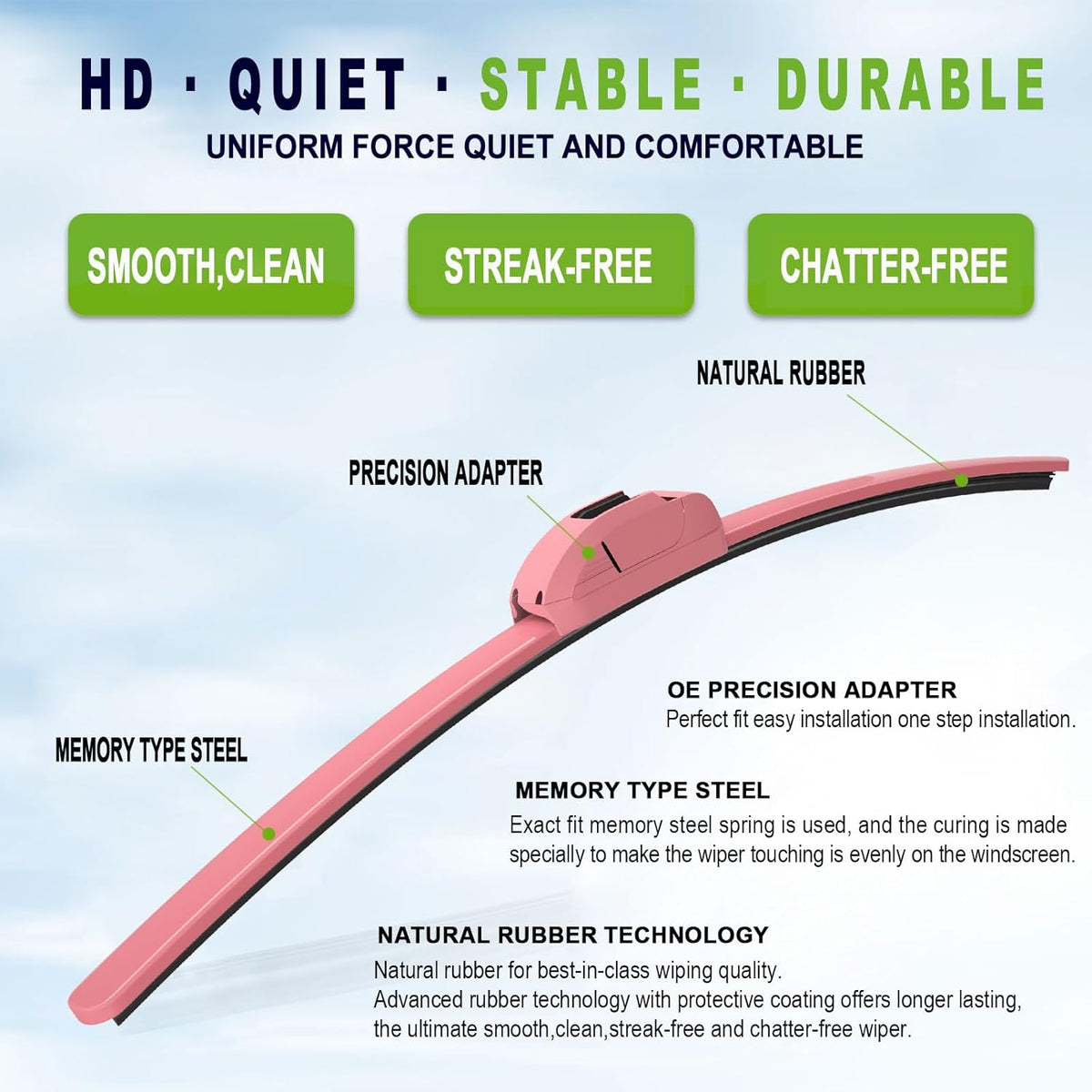 OEM QUALITY 24" +19" PARRATI Premium All-Season Windshield Wiper Blades (Set of 2) - Colors A